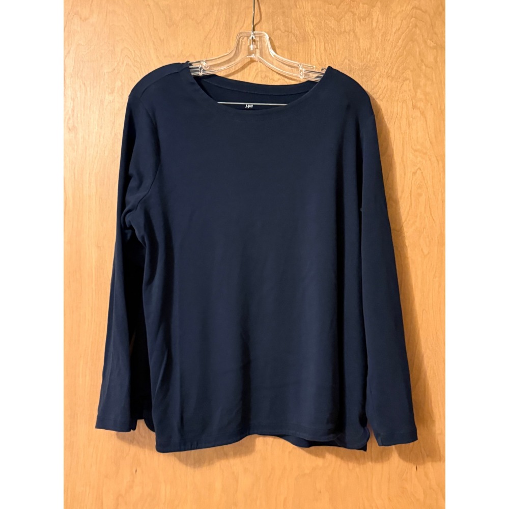 J. Jill Navy Blue Pima Cotton Crew-Neck Long-Sleeve Tee XL